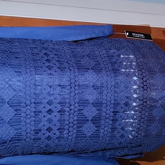 Nwt Zac & Rachel Ship Shape Blue Sheer Lace Button-up 3/4 Sleeve Womens Size S/C - Picture 2 of 9